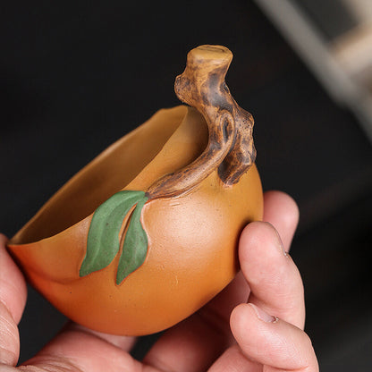 Longevity Peach Design Tea Cup Real Yixing Zisha Duan Clay Master Cup 3.4oz New