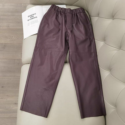 Women Pants Real Leather Leather Trousers High Waist Harem Plus Size Streetwear