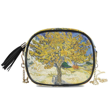 Small Shoulder Bag Retro Synthetic Leather Oil Painting Handbag Purse Crossbody