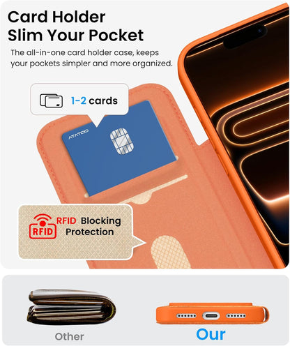 for Iphone 17 Pro Max Magnetic Case with Card Holder (Store 2 Cards), [Compatibl
