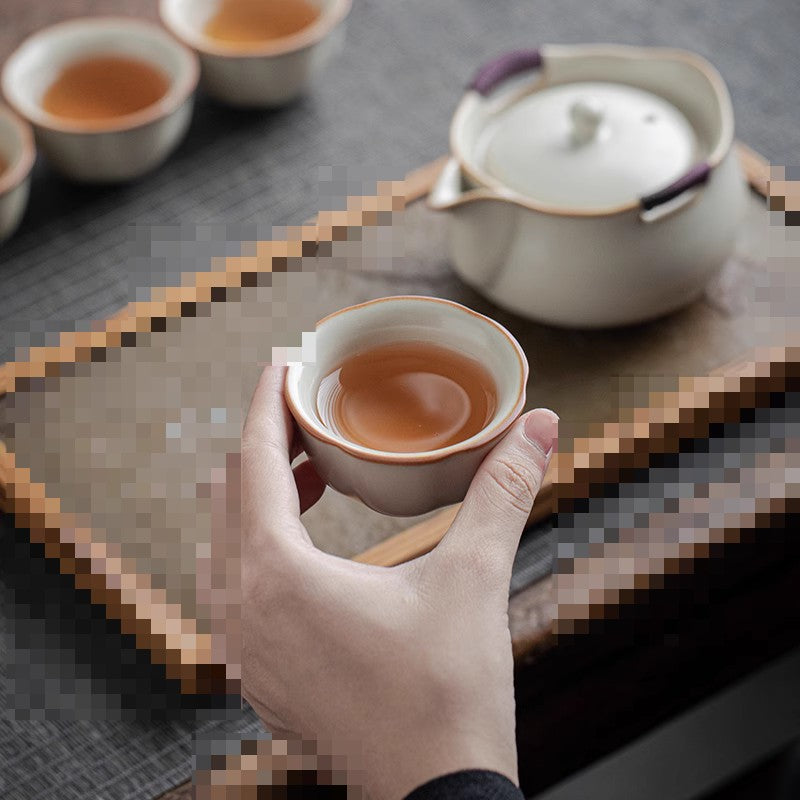 Ru Kiln Handheld Pot Tea Making Bowl Tea Cup Ceramic Kung Fu Tea Set