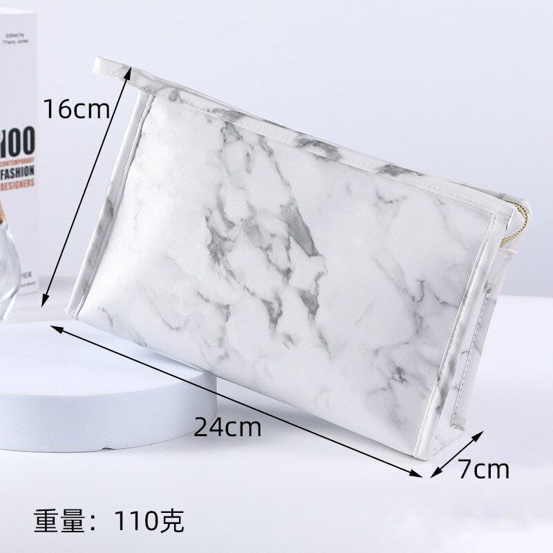 Marble Pattern Cosmetic Bag Multifunction Storage Purse Waterproof Makeup Case