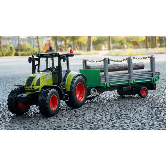 1/32 Farm Tractor Toy with Wood Transport Trailer Diecast Model Toy Vehicle