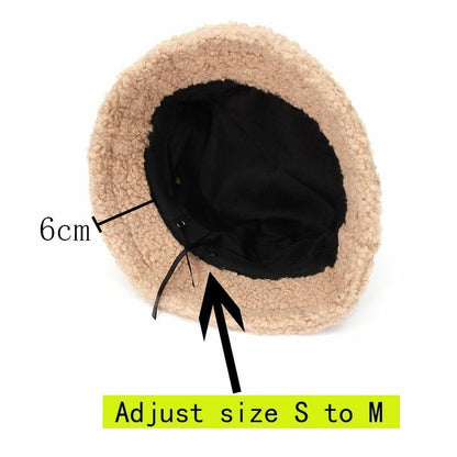 Bucket Hats Lamb Faux Fur Thickened Warm Velvet Winter Outdoor Plush Fisherman
