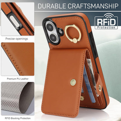 Apple16E anti-theft brush Samsung S25EDGE ring RFID anti-fall mobile phone cover