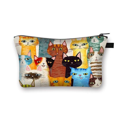 Cute Cat Print Cosmetic Traveling Makeup Bags Cosmetic Storage Purses 5*20*10 CM