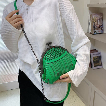 Rivet Crossbody Luxury Bag Small Handbags Clips Purse Tassel Clutch Shoulder Bag