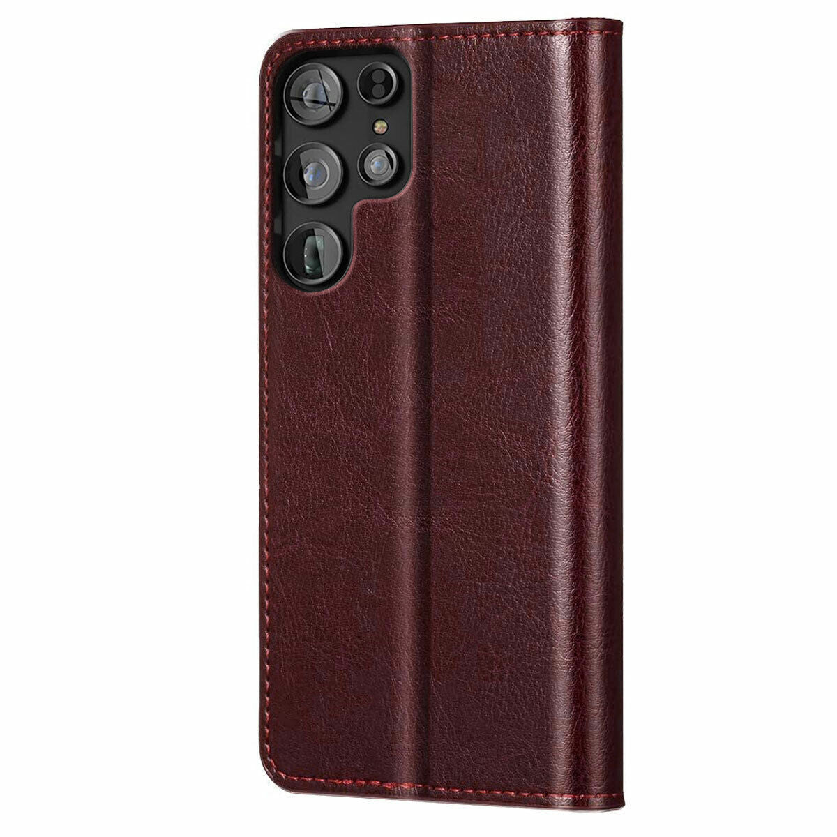 For Samsung Galaxy S22/Ultra/+ 5G Case, Shockproof Leather Cover +Tempered Glass