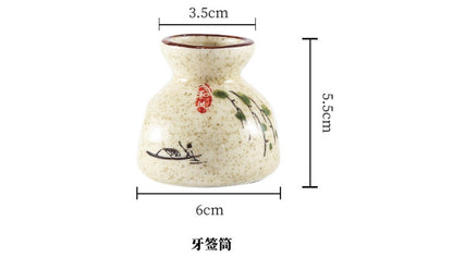 Vintage Ceramic Household Toothpick Box Chinese Style Mini Storage Bottle