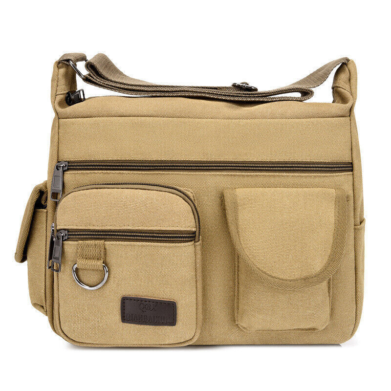 Canvas Sling Bag Men Shoulder Messenger Bag Vintage Crossbody Military Satchel V