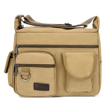 Canvas Sling Bag Men Shoulder Messenger Bag Vintage Crossbody Military Satchel V