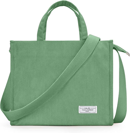 KALIDI Tote Bag for Women Corduroy Crossbody Bag Casual Zipper Tote Fashion Shou