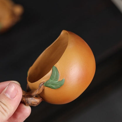 Longevity Peach Design Tea Cup Real Yixing Zisha Duan Clay Master Cup 3.4oz New