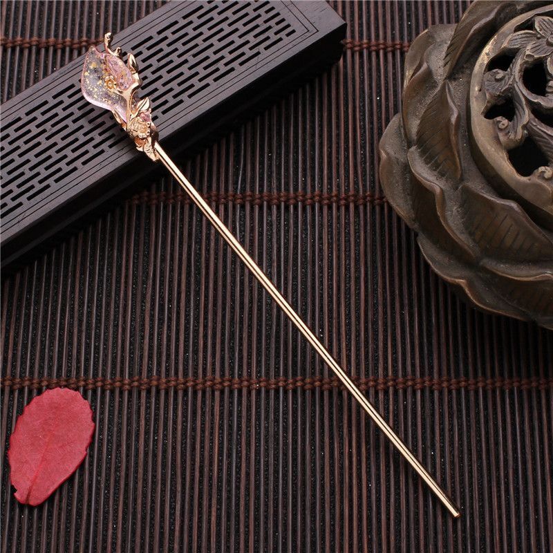 Women Hair Stick Metal Glaze Chopstick Hairwear Retro Chinese Hanfu Accessories
