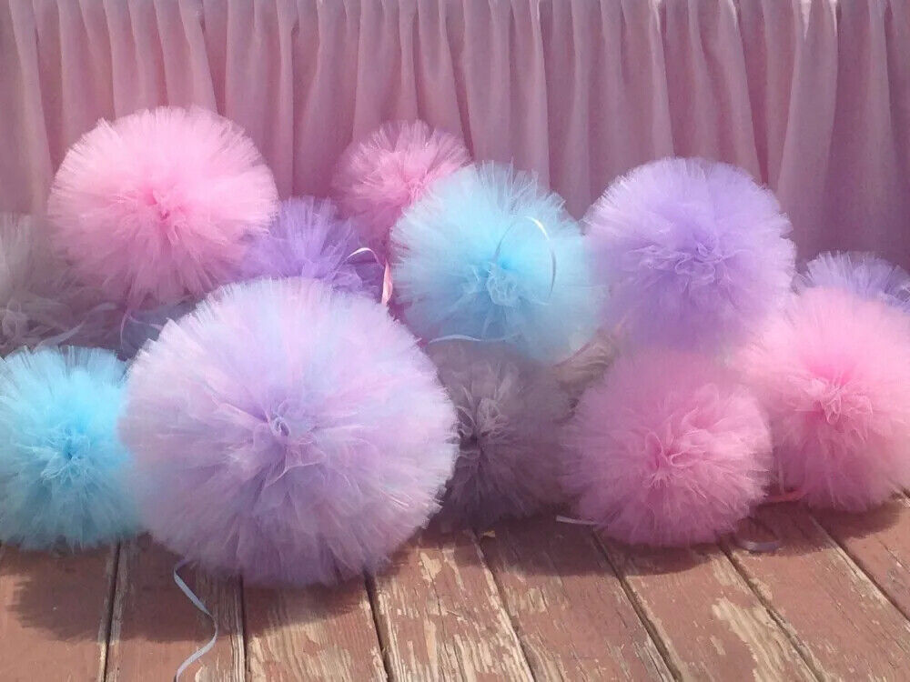 Party Decoration 5Pcs Tulle Pompom Birthday Wedding Baby Shower Venue Decor 20cm
