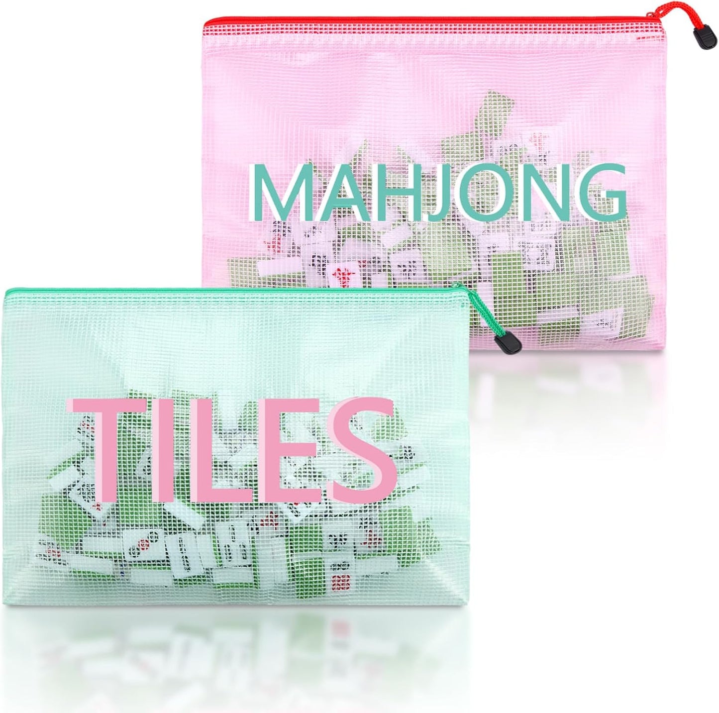 2 Pack 13.6 X 9.7 Inch Empty Mahjong Tile Bag American PVC Clear Mahjong Case Si