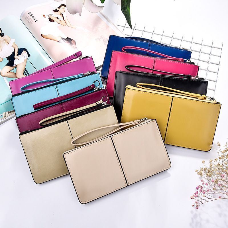 Vintage Synthetic Leather Zipper Clutch Wallet Large Coin Purse Card Holder 1 PC