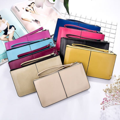 Vintage Synthetic Leather Zipper Clutch Wallet Large Coin Purse Card Holder 1 PC