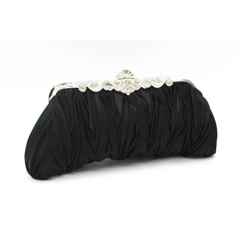 Satin Crystal Bridal Handbag Clutch Wedding Purse Evening Bag Shoulder Purse 1PC