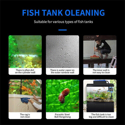 Blue Mini Fish Tank Magnetic Brush Aquarium Cleaning Glass Scraper Cleaner ff