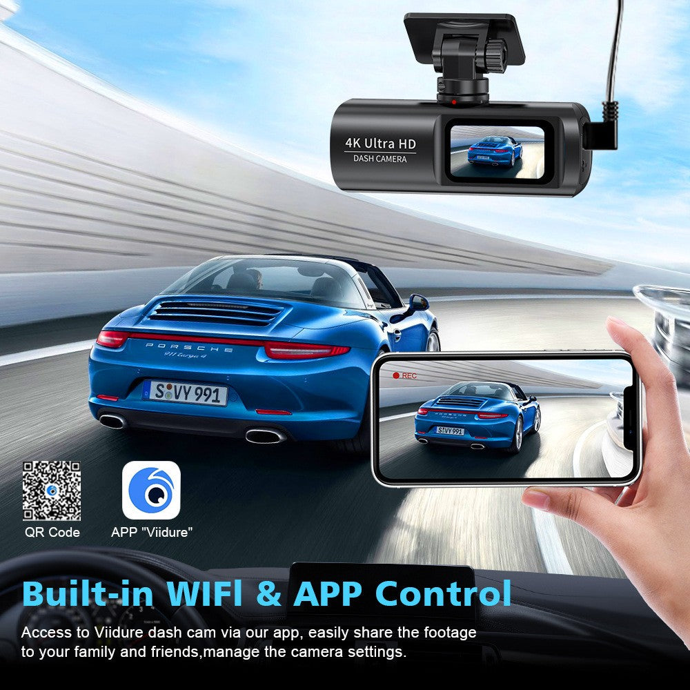 Dash Cam 4K+1080P Car Camera Recorder With GPS WiFi Car DVR 24H Parking Monitor