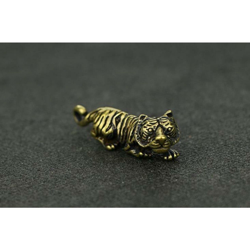 Old Bronze Handmade Small Tiger Statue Figure Tea Pet Decoration Rare Chinese