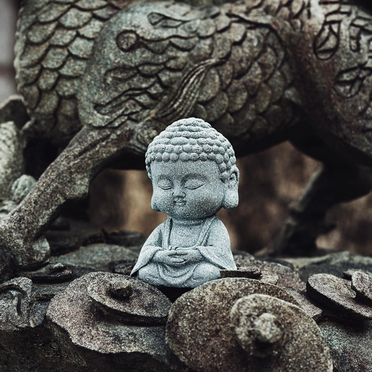 Green Sandstone Buddha Statue Tea Pet 9.5cm 3.7in Kung Fu Tea Tray Accessories