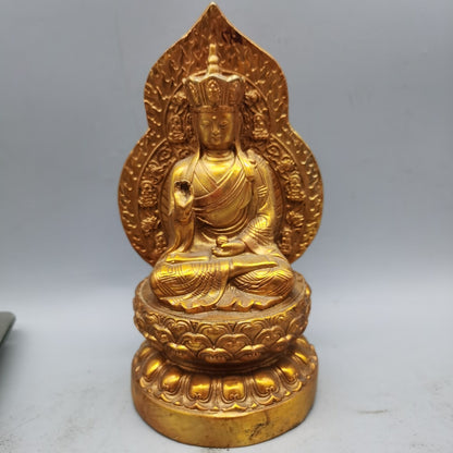 China Antique Bronze Gilded Gold Earth Tibetan King Bodhisattva Collection