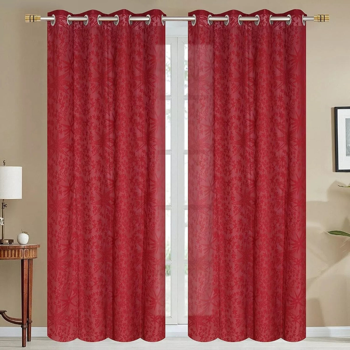 New 2 Piece Window Curtain Set - 5 feet Maroon