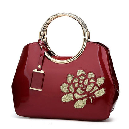 28*22*10.5 Cm Patent Leather Handbag Shoulder Bag Luxury Hollow Purse Blue Red