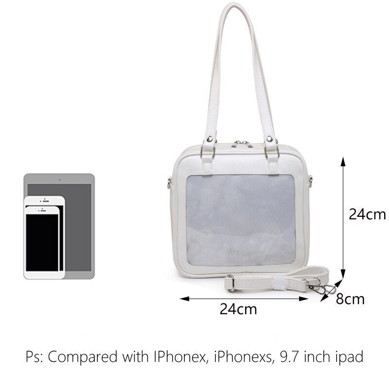 Square Bag Heart Backpack Clear Handbags Transparent Luxury Style Bag Polyester