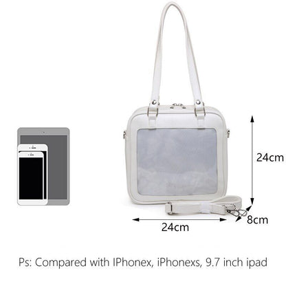 Square Bag Heart Backpack Clear Handbags Transparent Luxury Style Bag Polyester