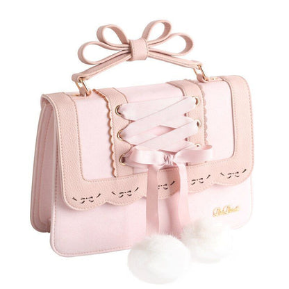 Cute Bow Shoulder Bag Red Handbag Polyester Leather Crossbody Purse 28*9*22.5 CM