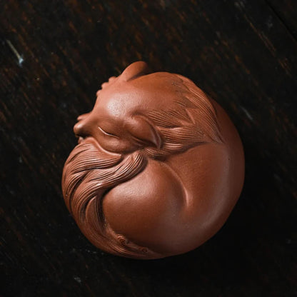 purple sands Tea Pet Ornament Nine-tailed Fox 8cm Sculpture Creative Tea Tray