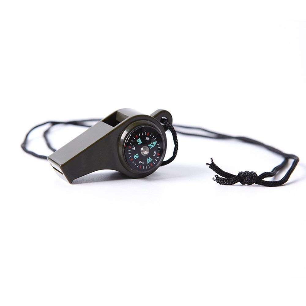 Outdoor Whistle Compass Thermometer Potable Keychain Key Ring Climbing Hiking