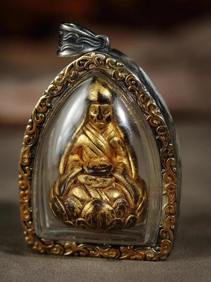 Tibetan Gau Box Pendant Lotus Carving Handcrafted Necklace Accessory