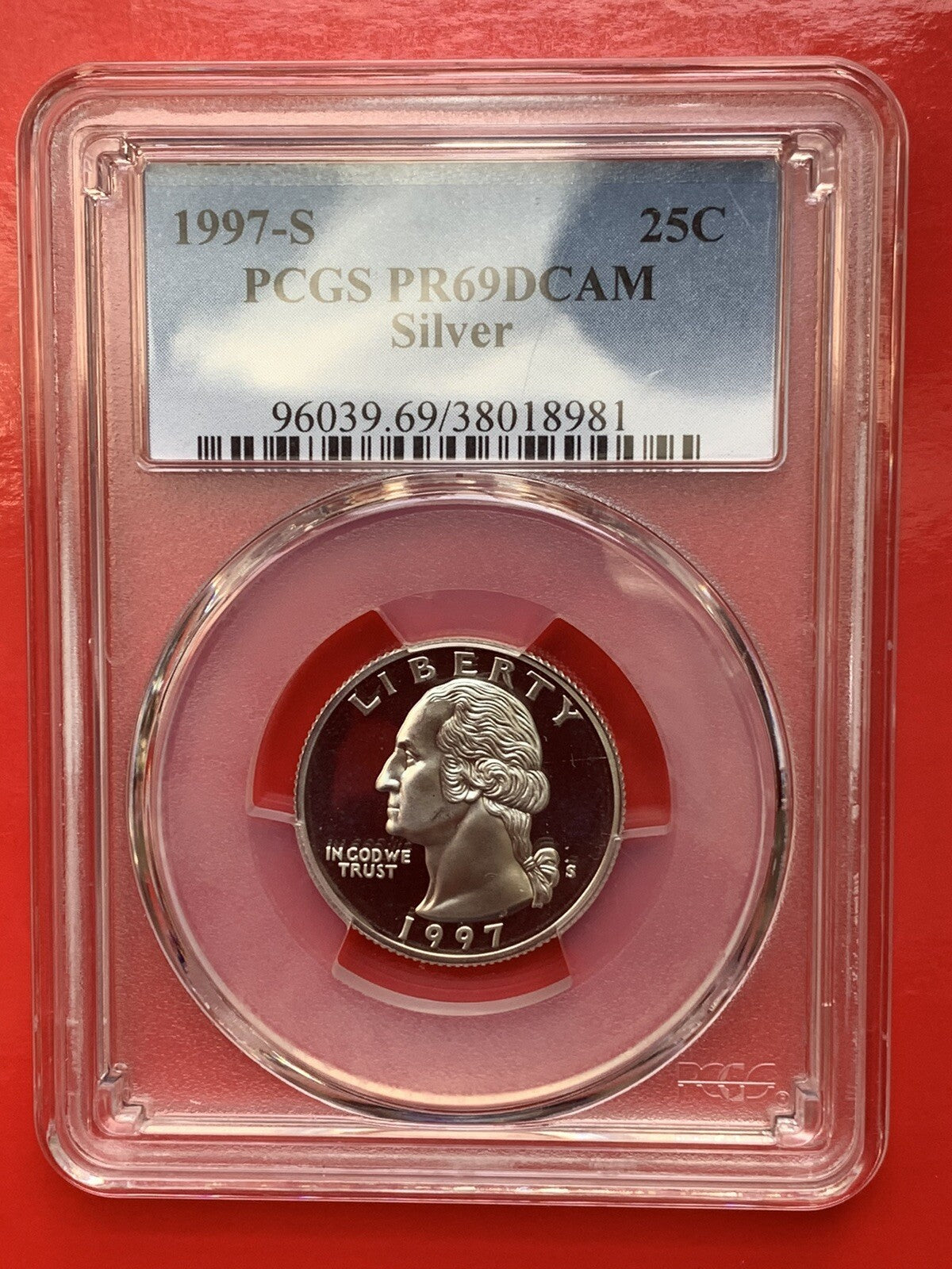 1997 S Proof Washington Quarter USA Silver Coin PCGS PR69DCAM 25C GEM Money