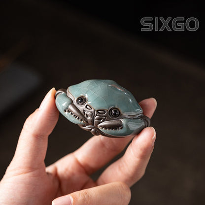 1PC Ceramic Crab Tea Pet Ornament Creative Tea Table Decoration