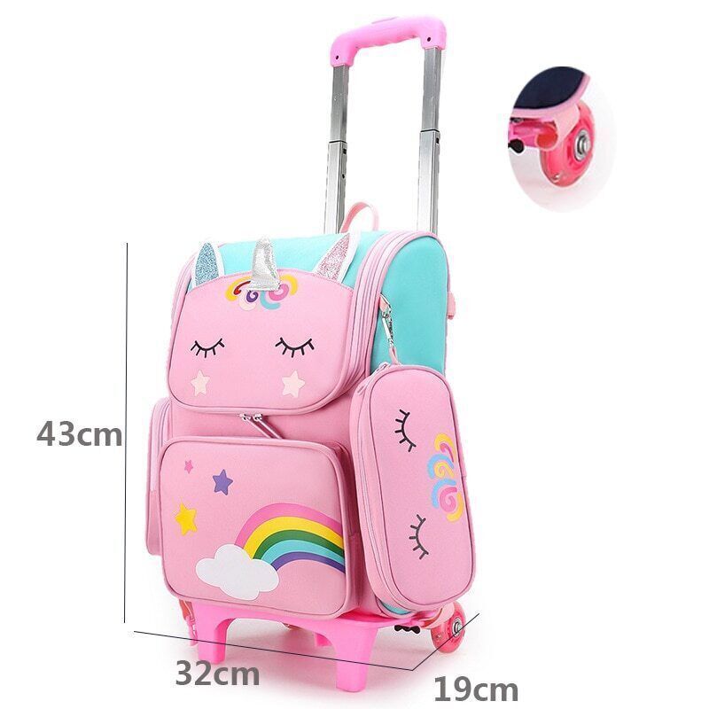 School Bags Backpack girls Trolley Bag Wheels Student Kids Backpack Bag