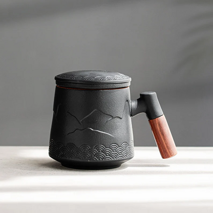 Embersceramic Ceramic Tea Cup with Infuser Personalization Mountain Teacup 450ml