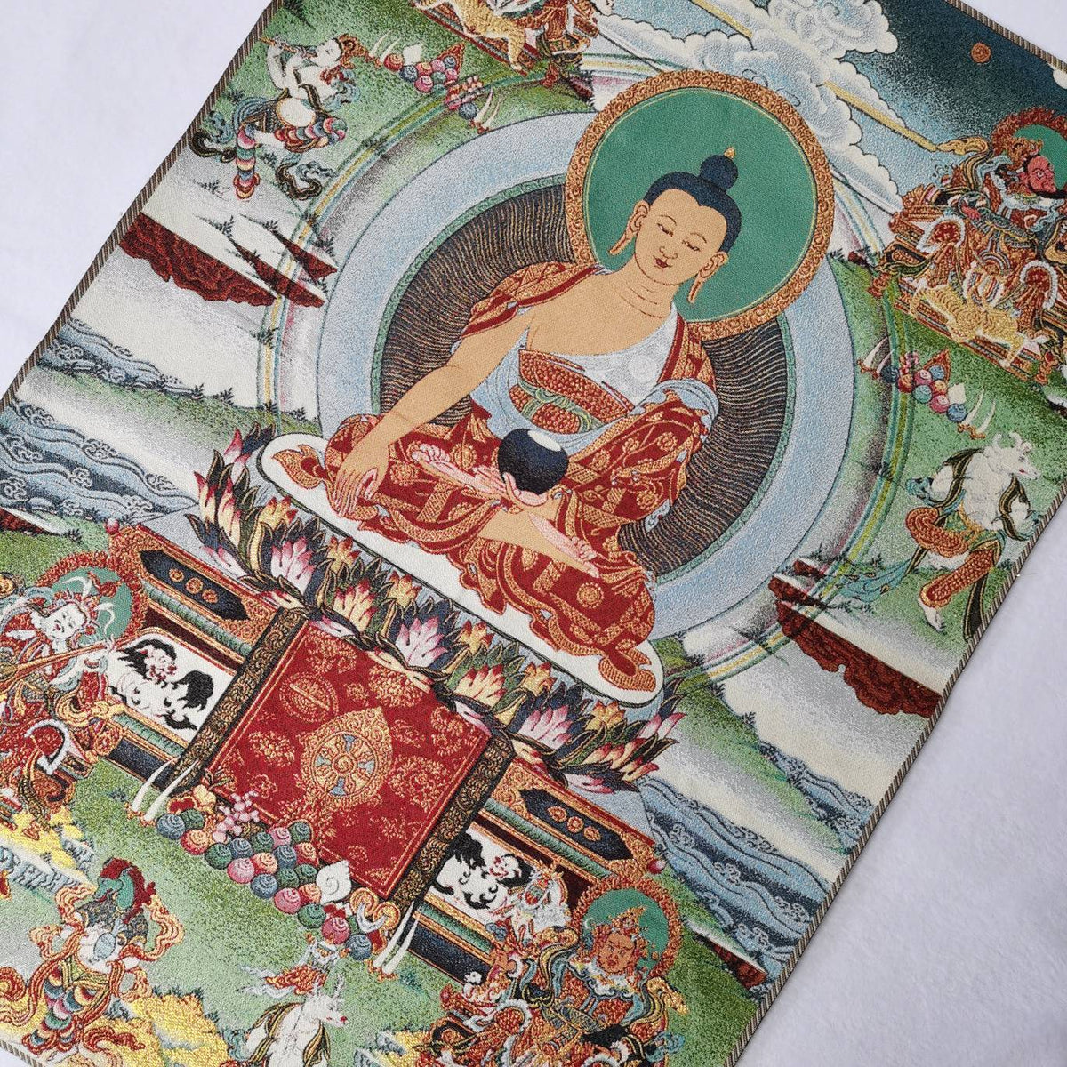 36" Tibet Tibetan Cloth Silk Sakyamuni Buddha 4 Dharma Protector Tangka Thangka