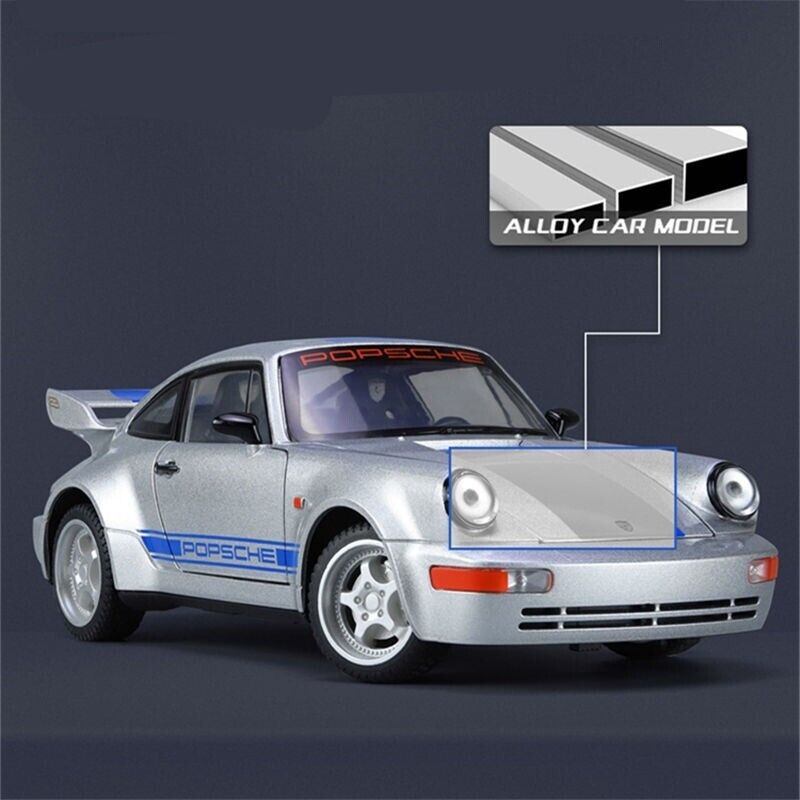 1:24 Porsche 911 Carrera RS 964 Diecast Model Car Sports Toy Vehicle Sound Light