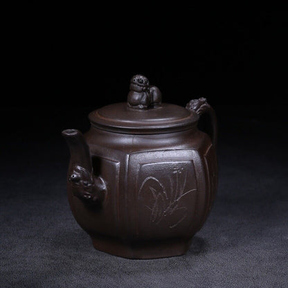 Chinese Yixing Zisha Clay Handmade Exquisite Teapot （梅兰竹菊 底款：金鼎商标）