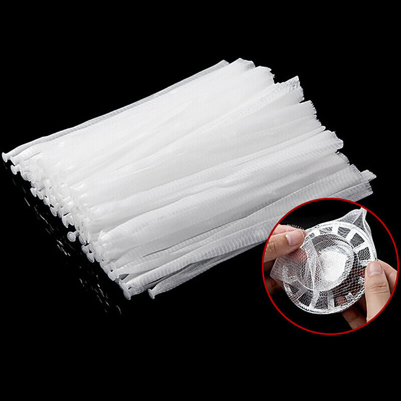 100pcs Bathroom Shower Drain Cover Net Bag Hair Prevent Filter Sink Strainers~