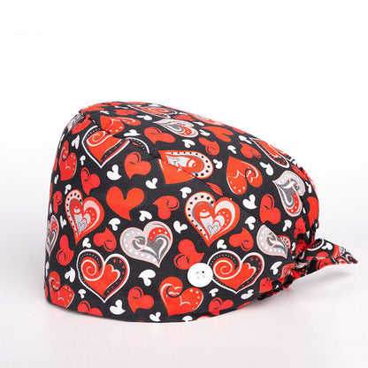 Surgical Cap Baotou Cap Fashion Floral Nurse Doctor Hat Buckle Classic Printing
