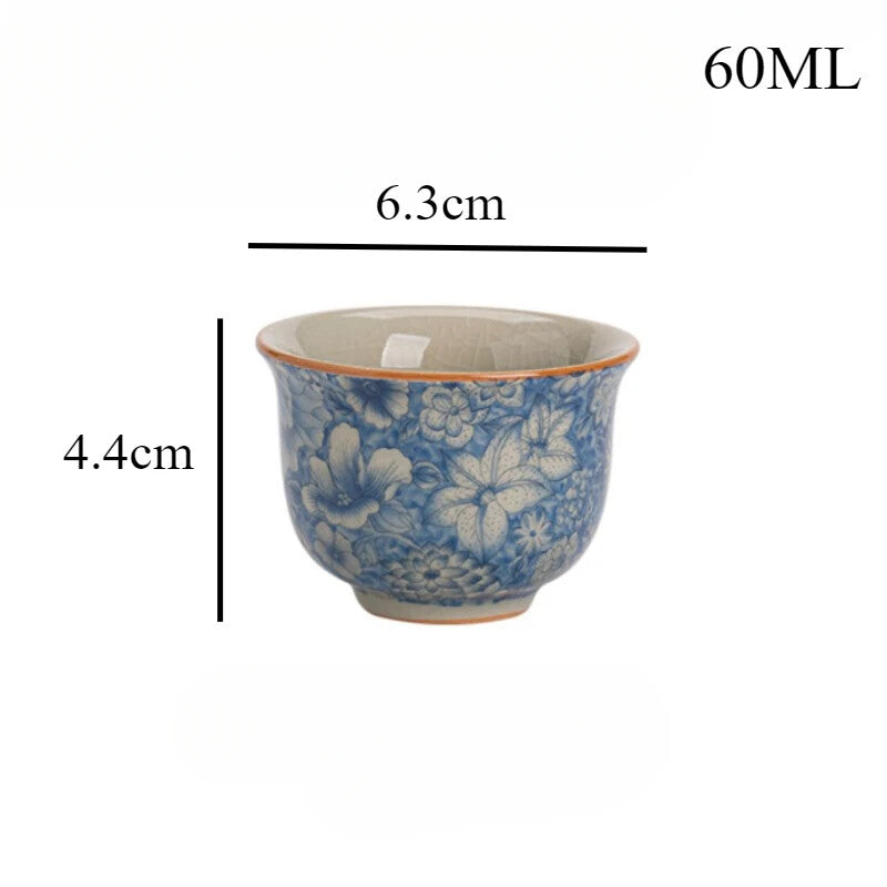 Ceramic Flower Teacups Household Ceramic Tea Cups Personal Use Teacups Tea Set