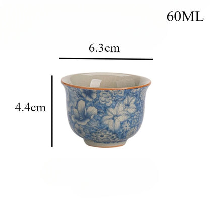 Ceramic Flower Teacups Household Ceramic Tea Cups Personal Use Teacups Tea Set