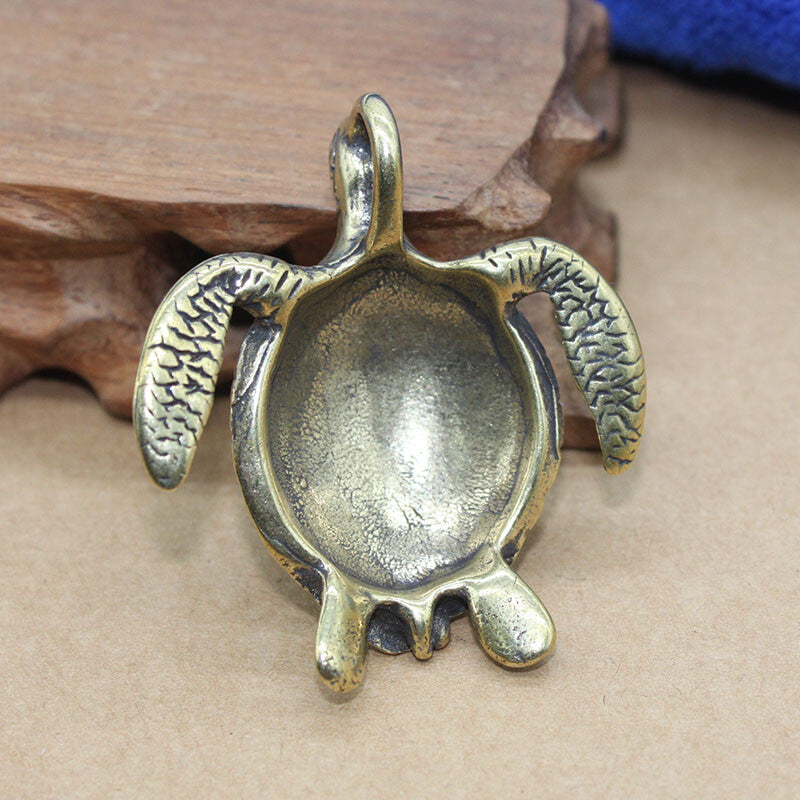 Chinese Brass Sea Turtle Figurine Statue Animal Toys Keychains Home Decoration