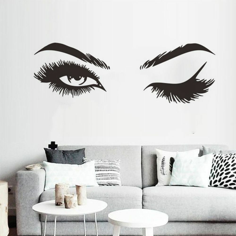 Wall Stickers Vinyl Eyelashes Decals Girls Bedroom Eyebrows Store Beauty Decor