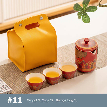 Outdoor Office Camping Tea Ceramic Set Porcelain Chinese Gongfu Tea Cup Set